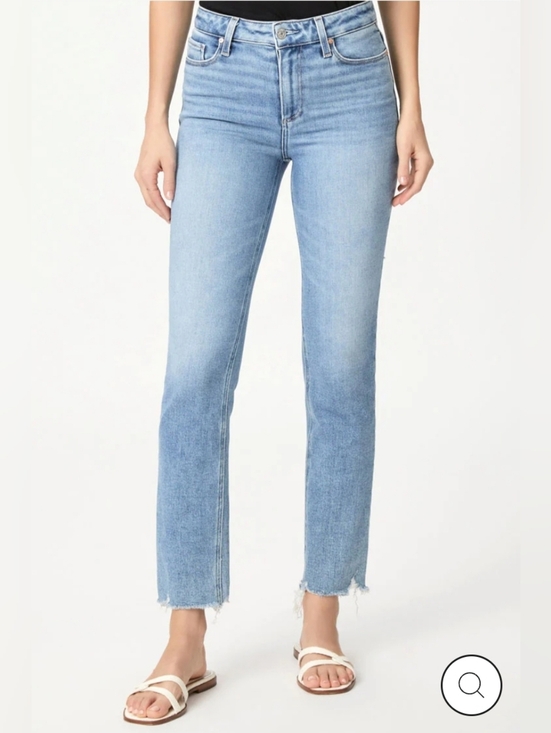 PAIGE Denim - PAIGE Cindy High Rise Raw Hem Jeans Light Wash 32